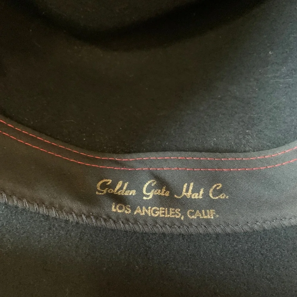 Vintage 80s Golden Gate 100% Wool Western Cowboy Hat w/ Leather Band - XL
